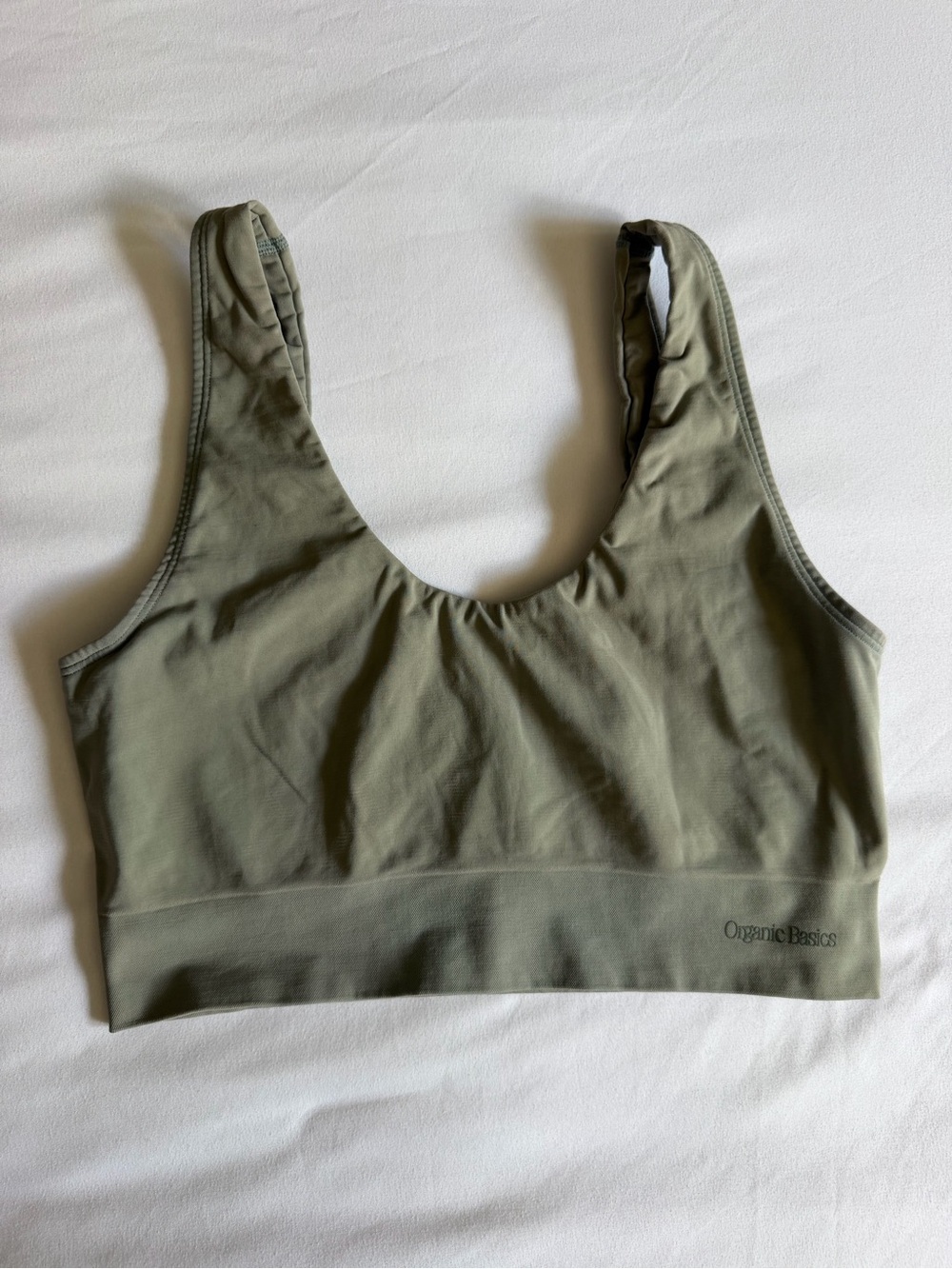 Organic Basics Smooth Unlined No Padding Scoop Neck Bralette Green Gray